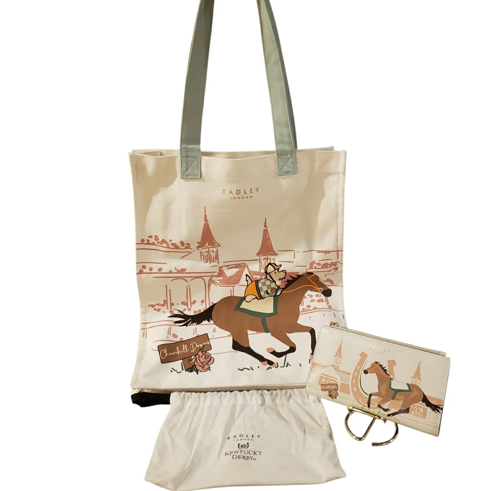 NWT! SET! Radley London Churchill Downs Kentucky Derby Tote w/ Wallet & Dusty